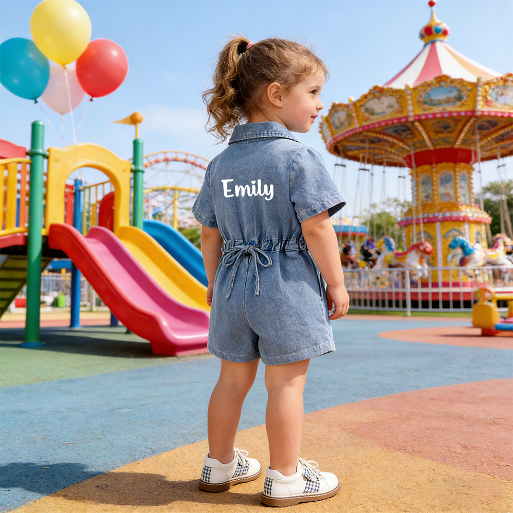 Personalized Kids Casual Denim Jumpsuit | Cloth264