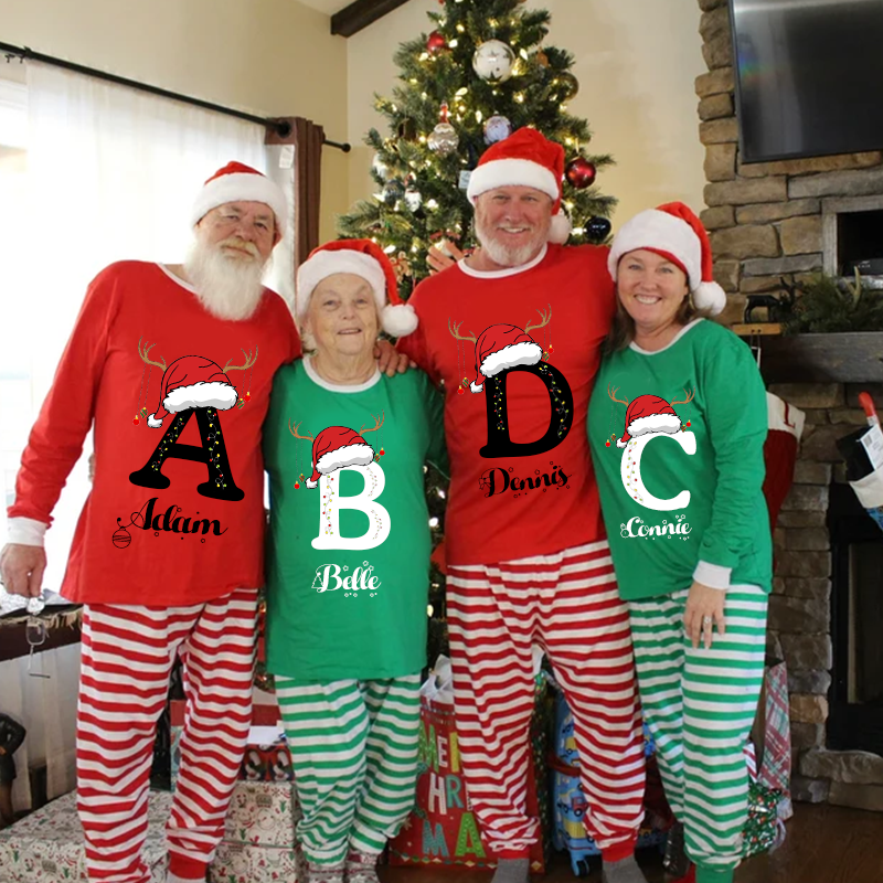 Personalized Family Monogram Christmas Pajamas Set| Cloth2401