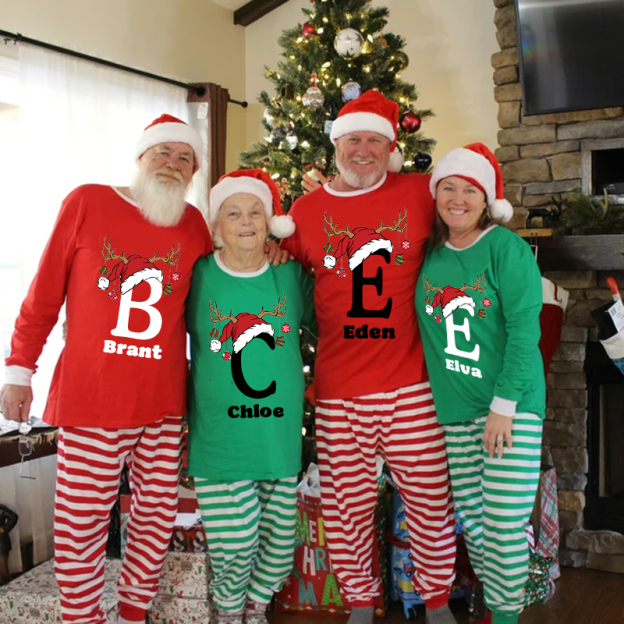 Personalized Family Monogram Christmas Pajamas Set| Cloth2402