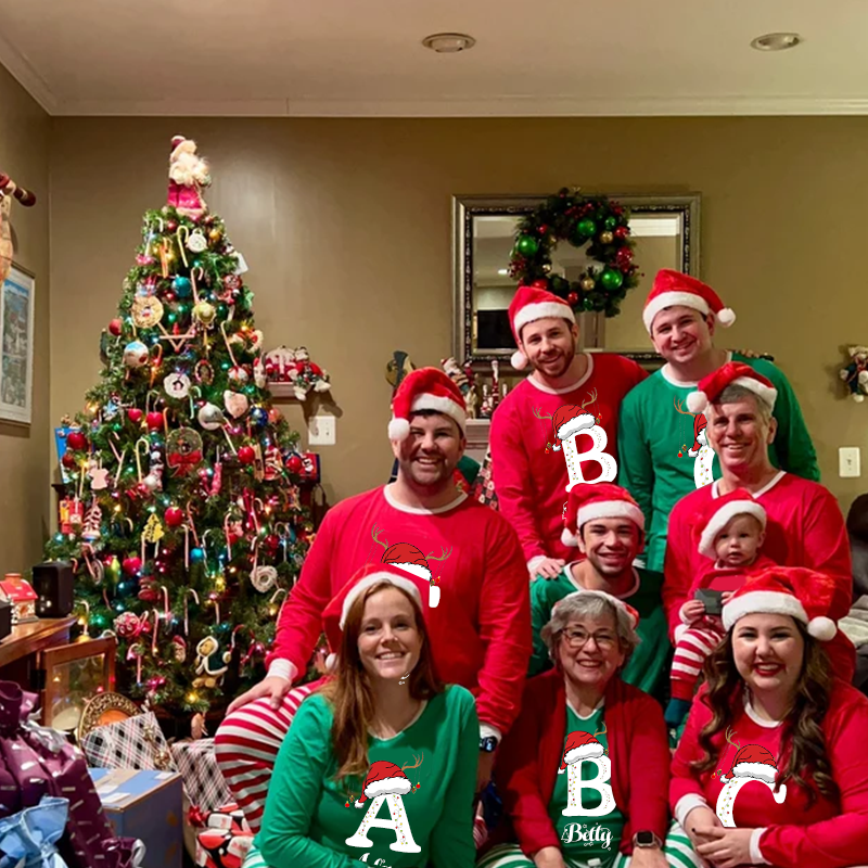 Personalized Family Monogram Christmas Pajamas Set| Cloth2401