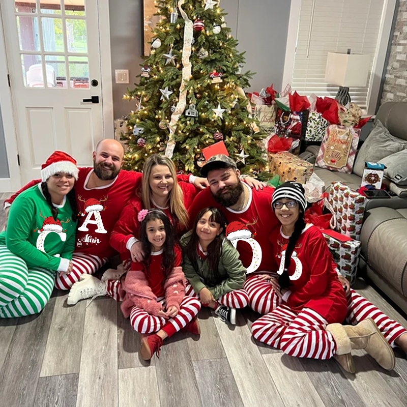 Personalized Family Monogram Christmas Pajamas Set| Cloth2401