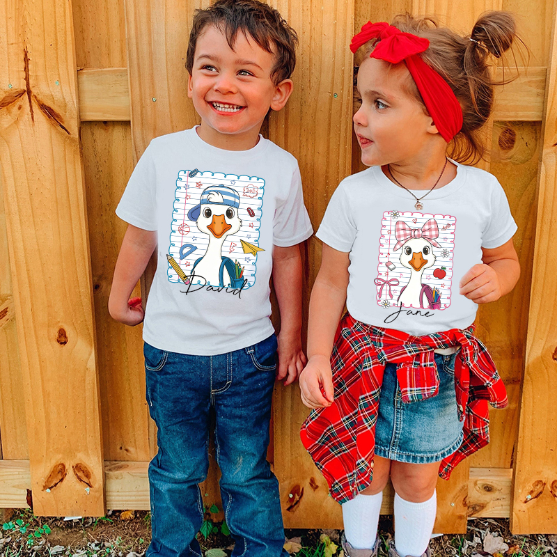 Personalized Kids Back To School Goose T-Shirt| Cloth1482