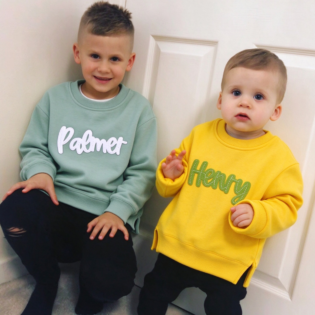 Personalized Hand-Embroidered Kid Cozy Soft Crewneck Sweatshirt | Cloth293