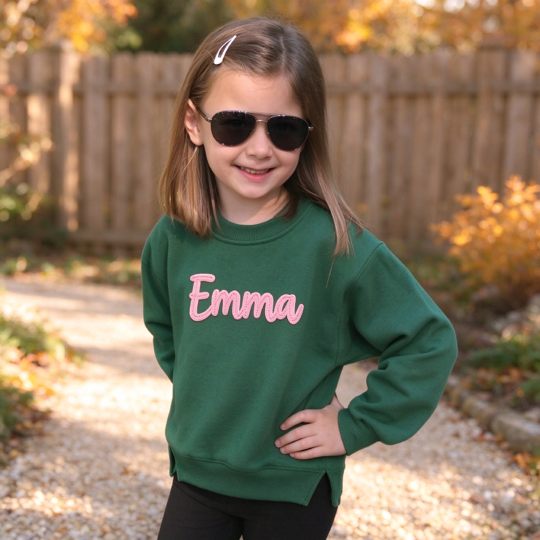 Personalized Hand-Embroidered Kid Cozy Soft Crewneck Sweatshirt | Cloth293