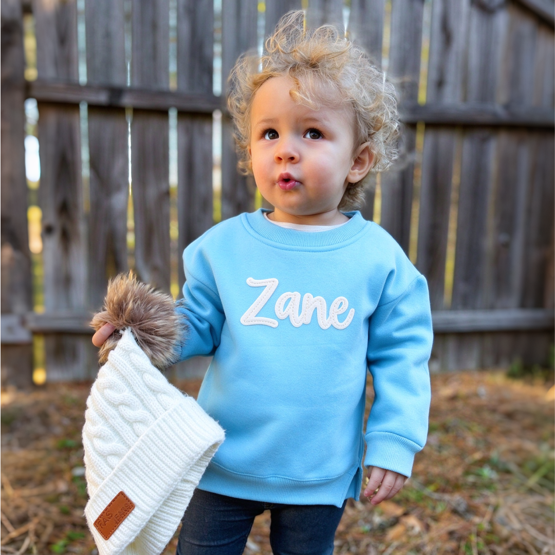 Personalized Hand-Embroidered Kid Cozy Soft Crewneck Sweatshirt | Cloth293