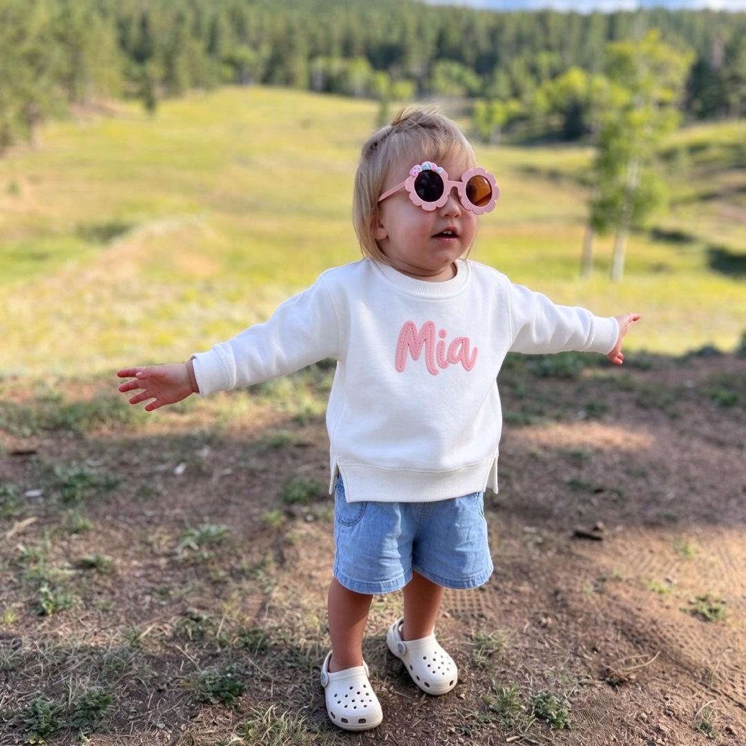 Personalized Hand-Embroidered Kid Cozy Soft Crewneck Sweatshirt | Cloth293