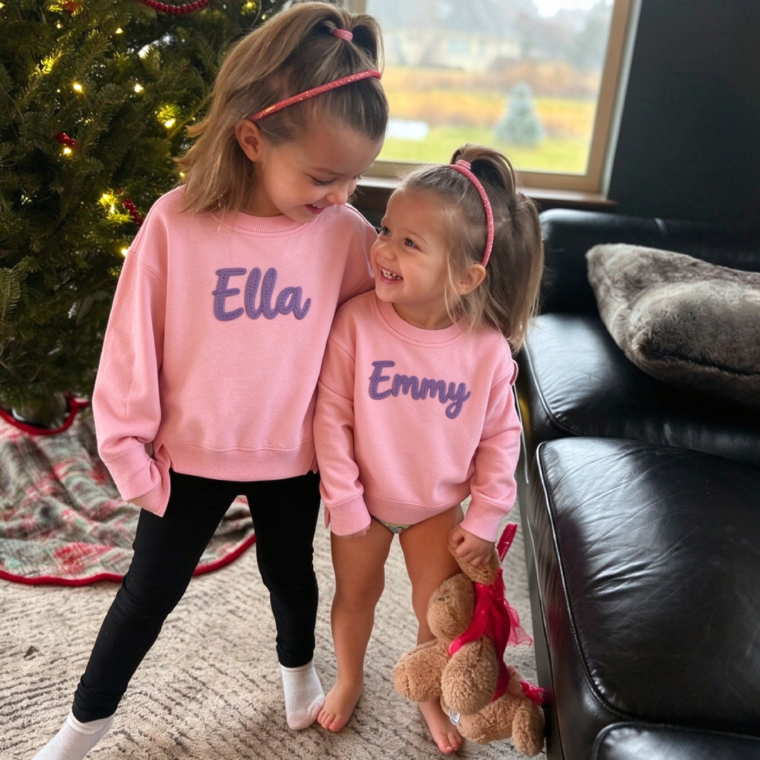 Personalized Hand-Embroidered Kid Cozy Soft Crewneck Sweatshirt | Cloth293