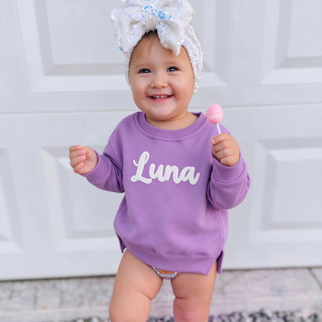 Personalized Hand-Embroidered Kid Cozy Soft Crewneck Sweatshirt | Cloth293