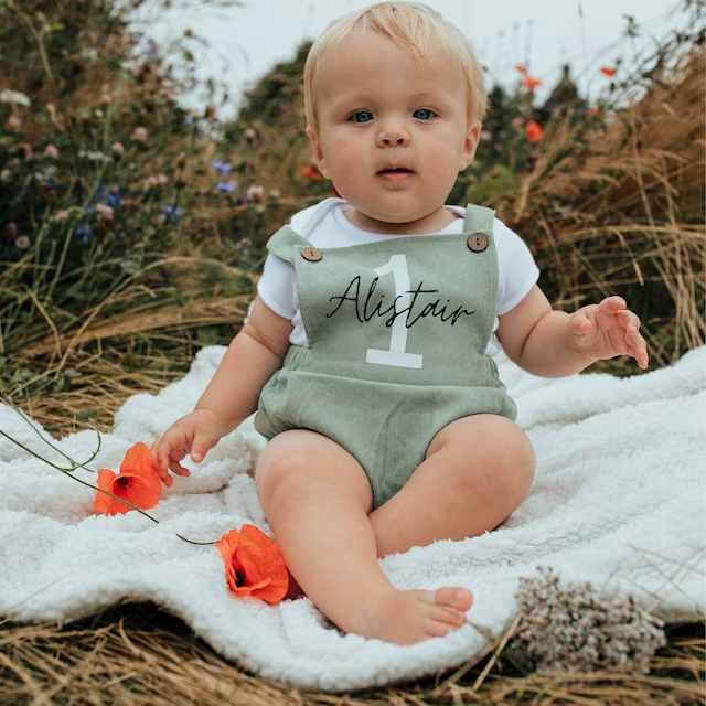 Personalized Baby unisex overalls suspenders Romper| BBcloth07