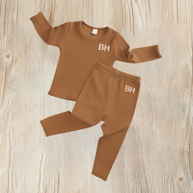 Personalized Kids Embroidered Ribbed Sets| Cloth103