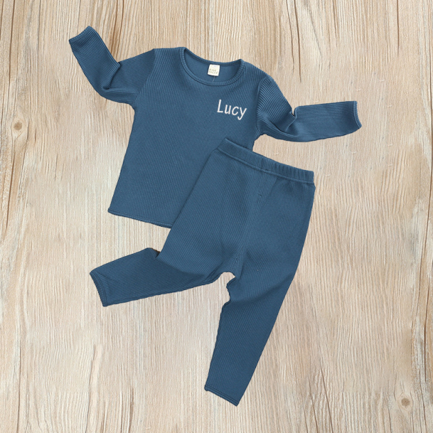 Personalized Kids Embroidered Ribbed Sets| Cloth101