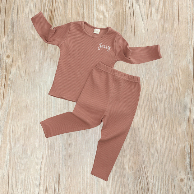 Personalized Kids Embroidered Ribbed Sets| Cloth101