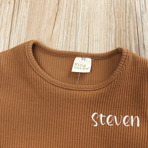 Personalized Kids Embroidered Ribbed Sets| Cloth101