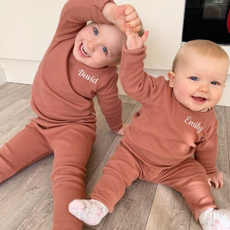 Personalized Kids Embroidered Ribbed Sets| Cloth101