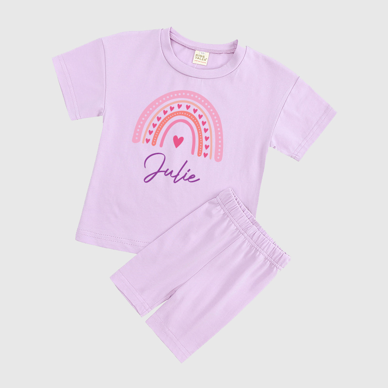 Personalized Kids Rainbow Cycling Toddler shorts Set| Cloth153