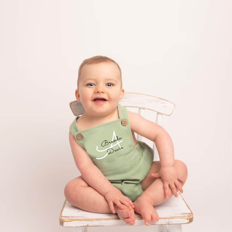 Personalized Baby cozy unisex overalls suspenders Romper| BBcloth10