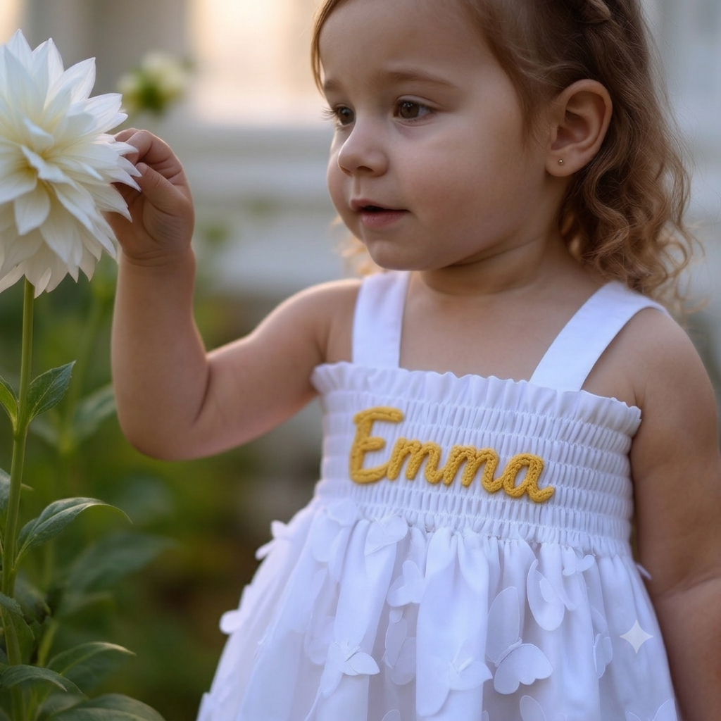 Personalized Baby Hand Embroidered Tutu Dress| Dress116