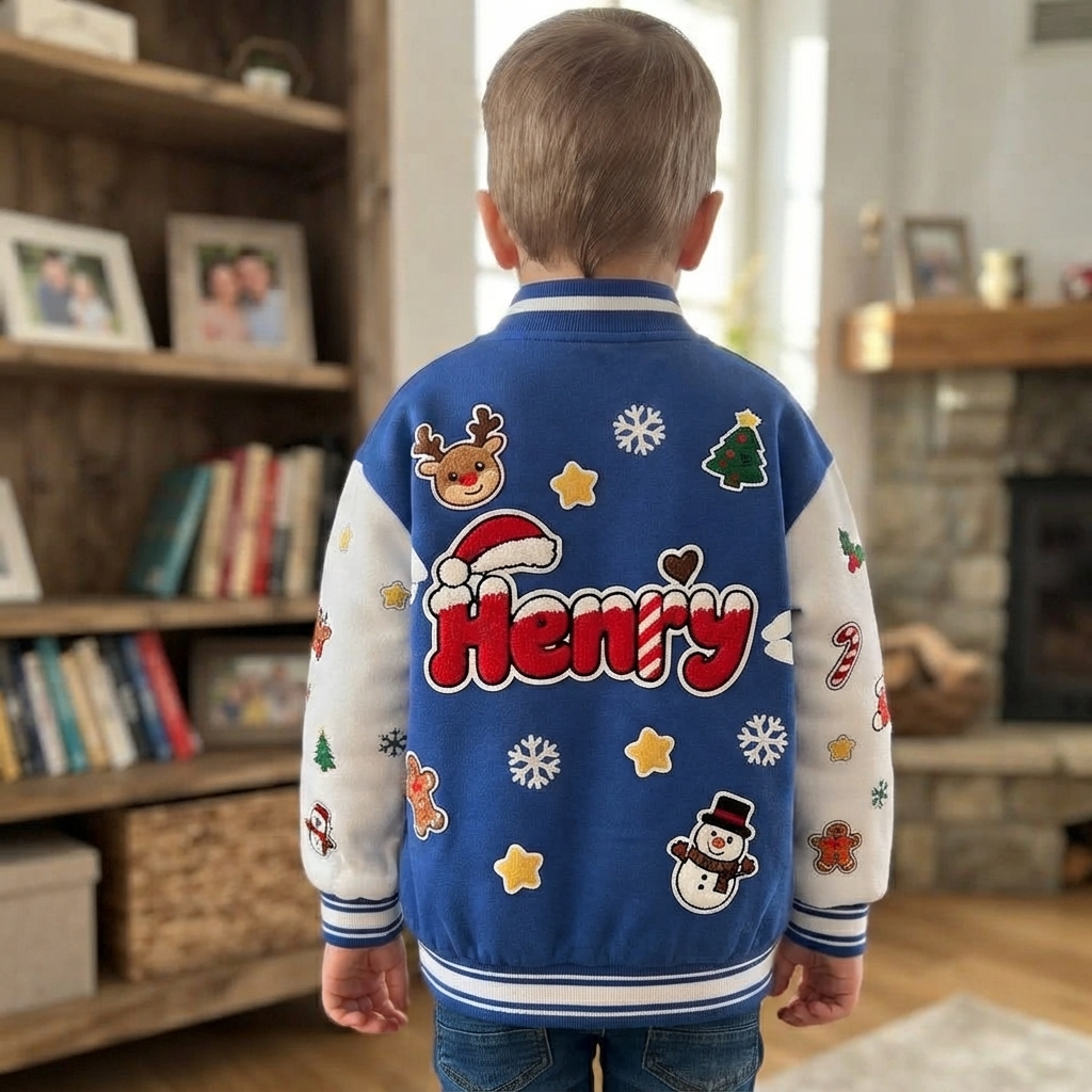 Personalized Christmas Varsity Jacket for Kids | YESMC39