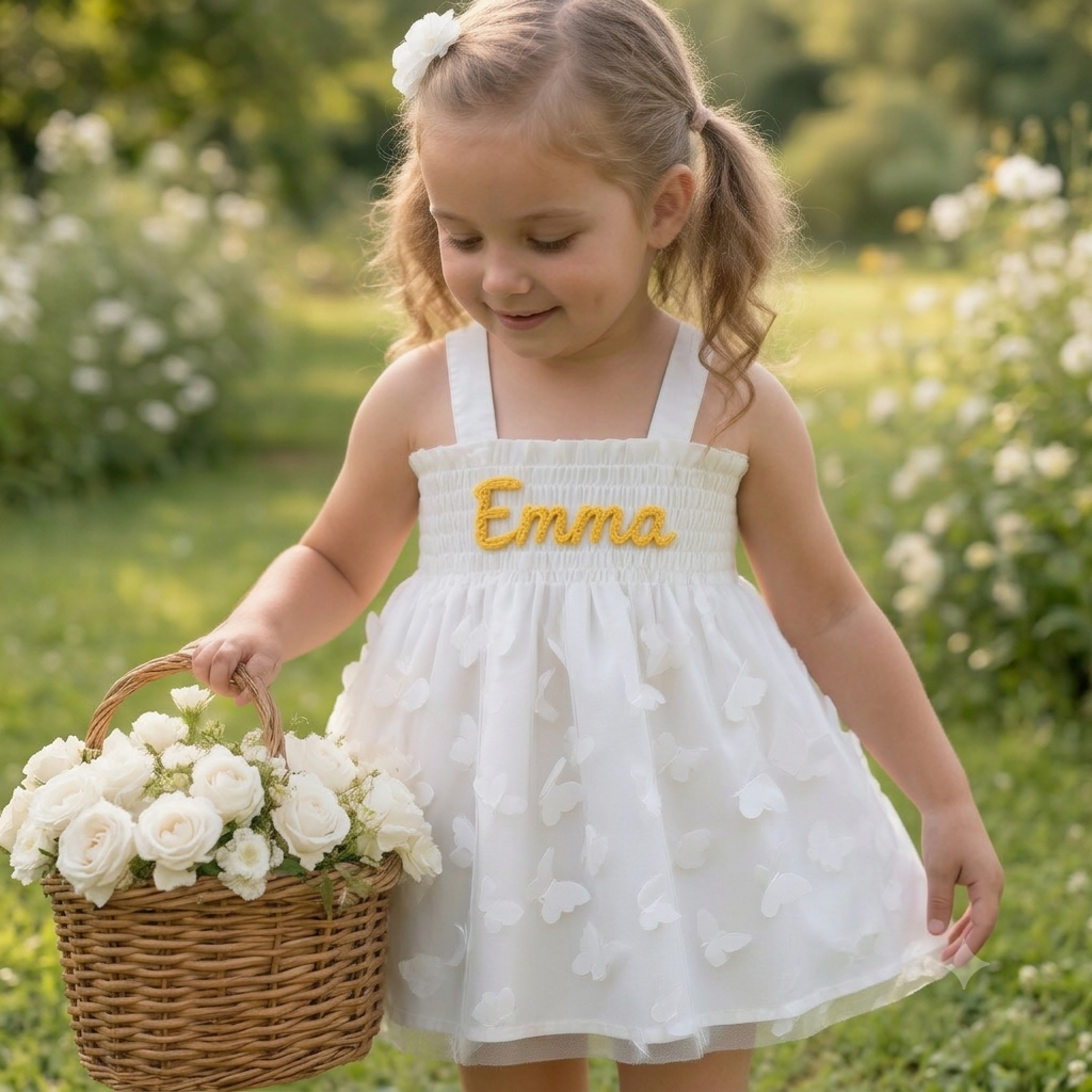 Personalized Baby Hand Embroidered Tutu Dress| Dress116