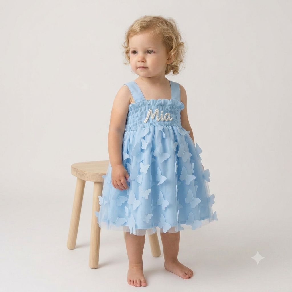 Personalized Baby Hand Embroidered Tutu Dress| Dress116