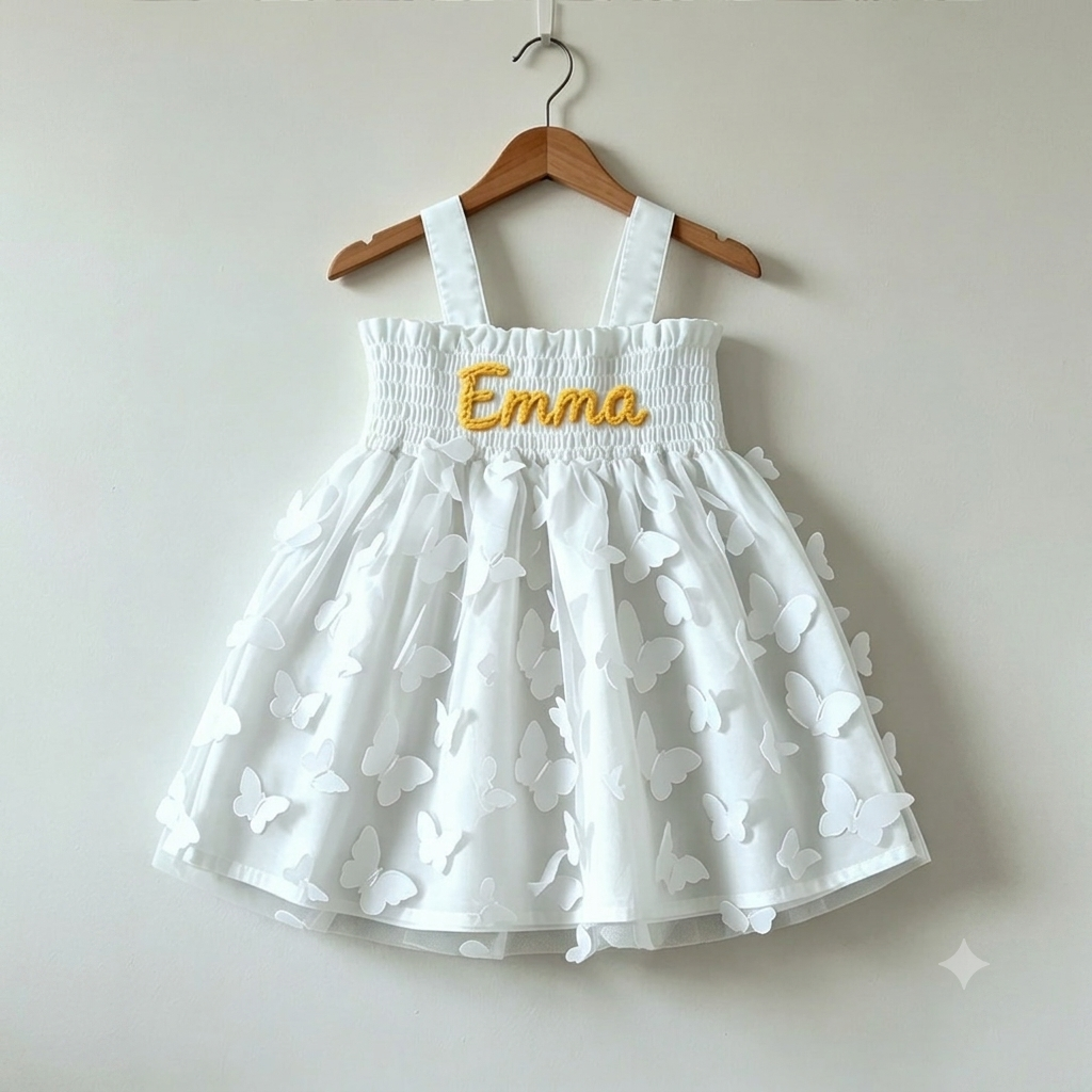 Personalized Baby Hand Embroidered Tutu Dress| Dress116