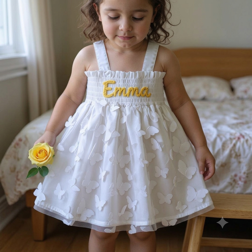 Personalized Baby Hand Embroidered Tutu Dress| Dress116