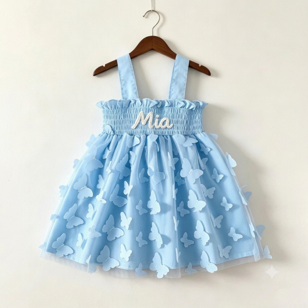Personalized Baby Hand Embroidered Tutu Dress| Dress116