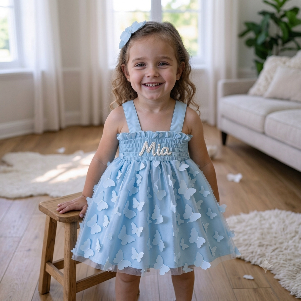 Personalized Baby Hand Embroidered Tutu Dress| Dress116