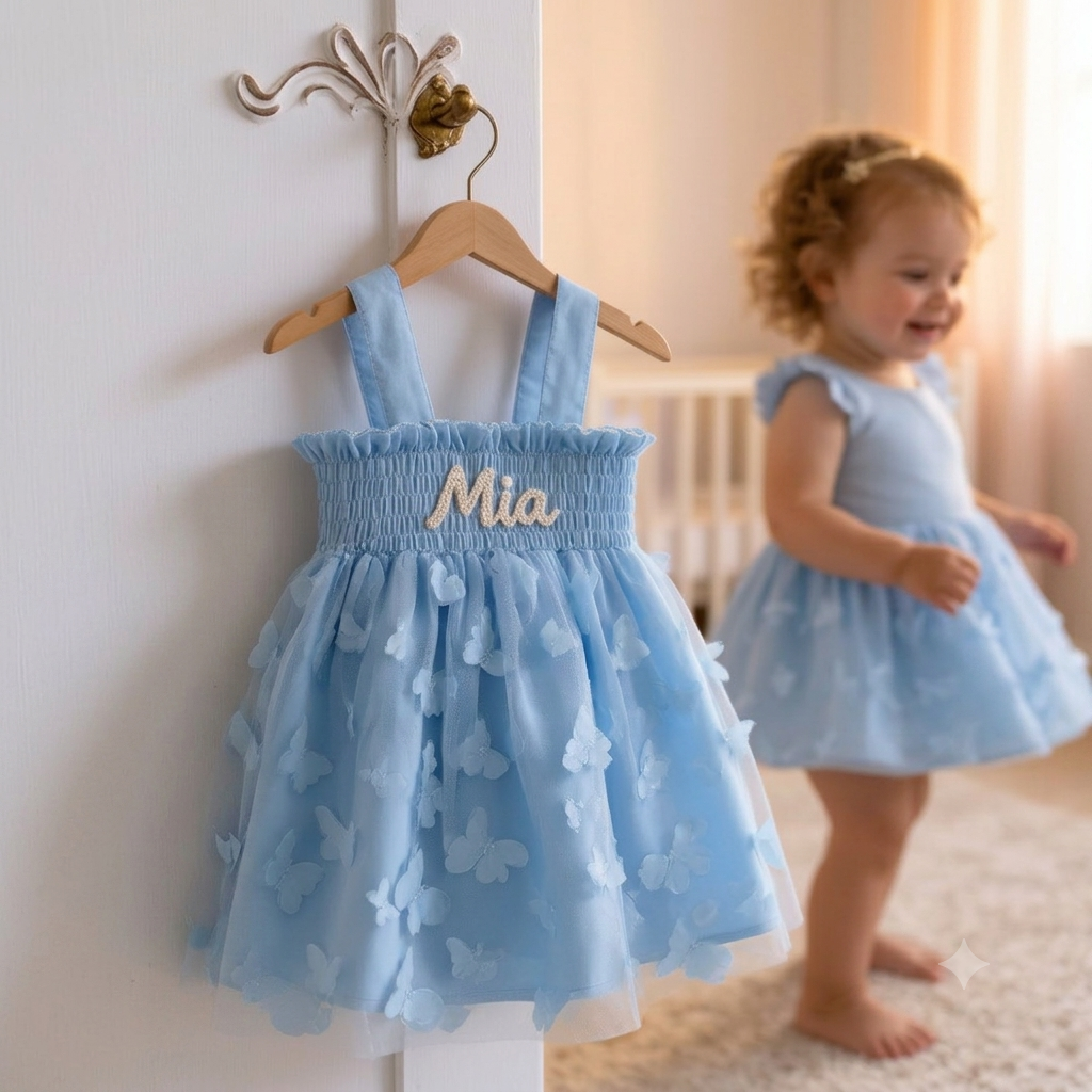 Personalized Baby Hand Embroidered Tutu Dress| Dress116