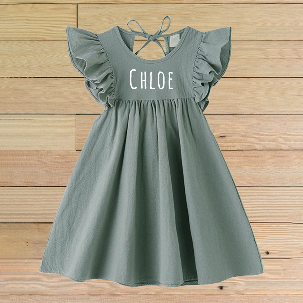 Personalized Girls Name Sleeveless Ruffle Dress| Dress18