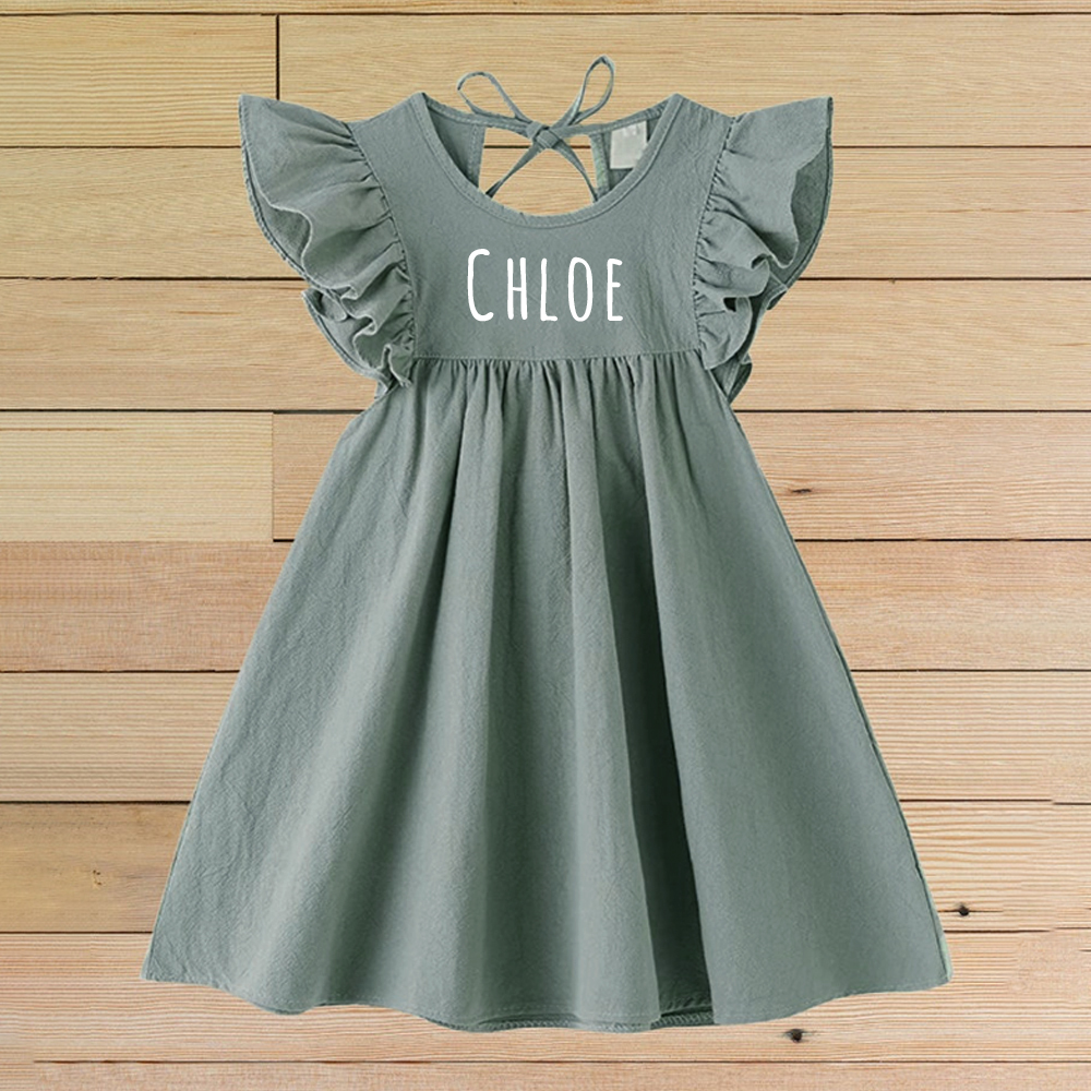 Personalized Girls Name Sleeveless Ruffle Dress| Dress18