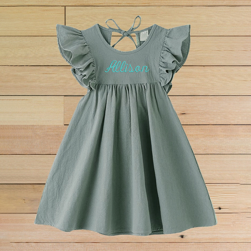 Personalized GirlsSleeveless Ruffle Dress| Dress01
