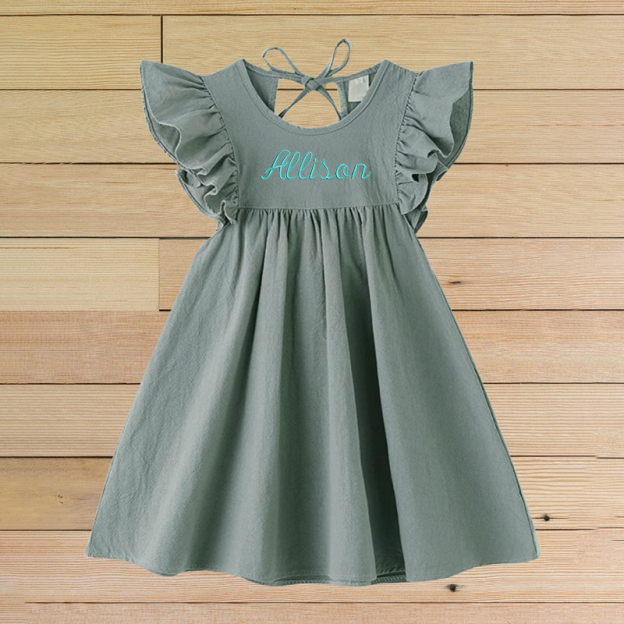 Personalized GirlsSleeveless Ruffle Dress| Dress01
