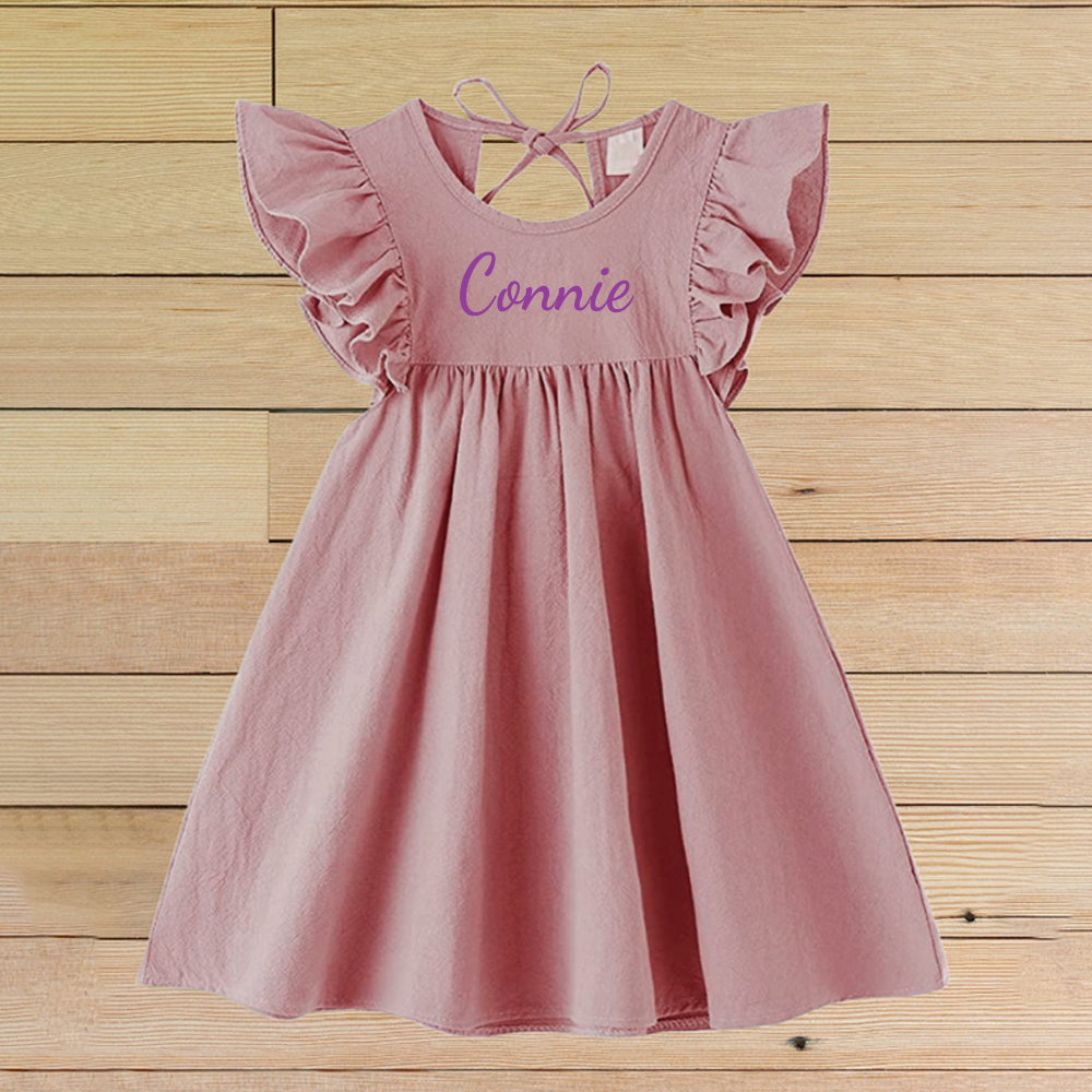 Personalized Girls Name Sleeveless Ruffle Dress| Dress18