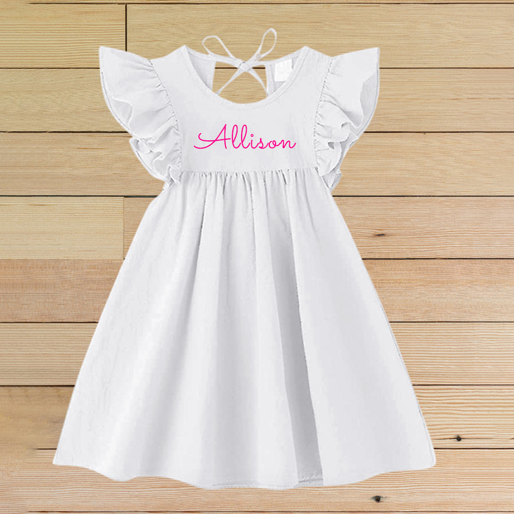 Personalized Girls Name Sleeveless Ruffle Dress| Dress18