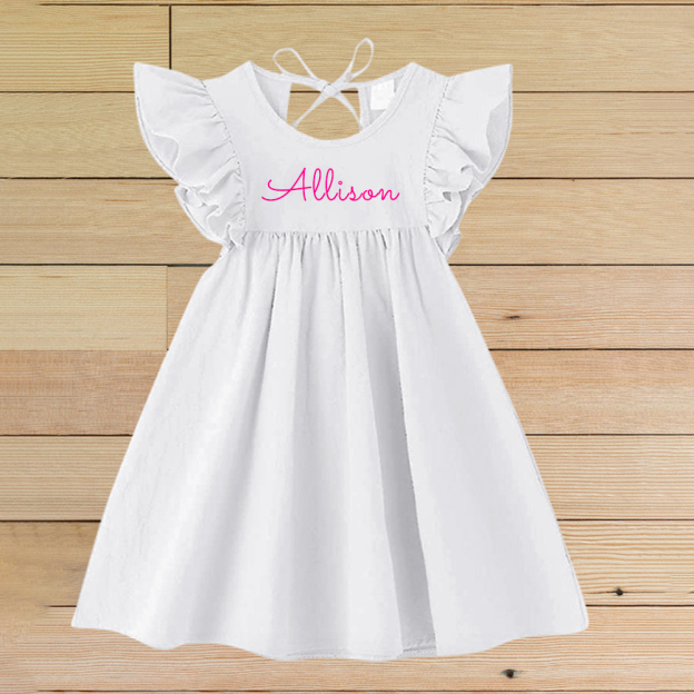 Personalized Girls Name Sleeveless Ruffle Dress| Dress18