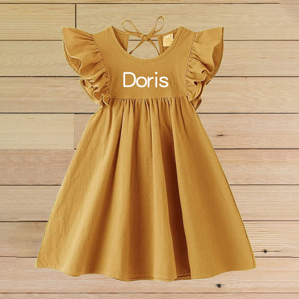 Personalized Girls Name Sleeveless Ruffle Dress| Dress18