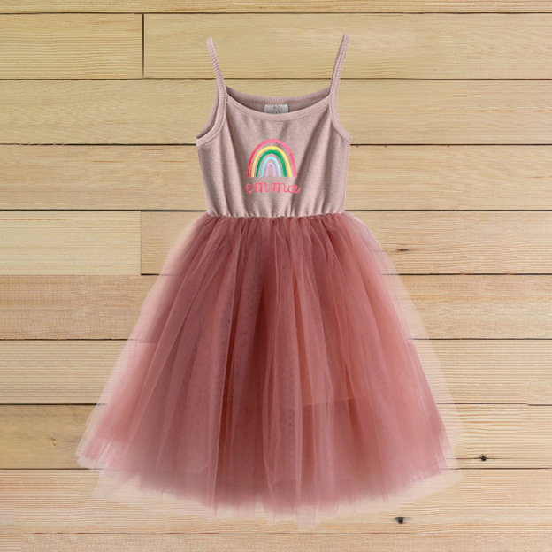 Personalized Girls Embroidered Rainbow TuTu Dress| Dress03