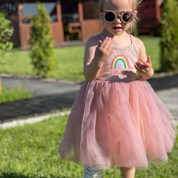 Personalized Girls Embroidered Rainbow TuTu Dress| Dress03