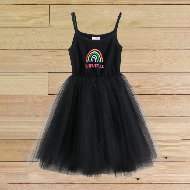 Personalized Girls Embroidered Rainbow TuTu Dress| Dress03