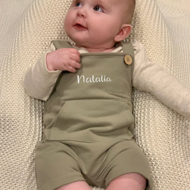 Personalized Baby Embroidered  Short Romper Overalls| BBCloth23