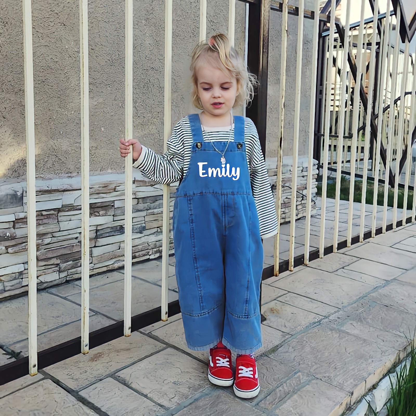 Personalized Kids Oversized Denim Loose Overalls| Pants07