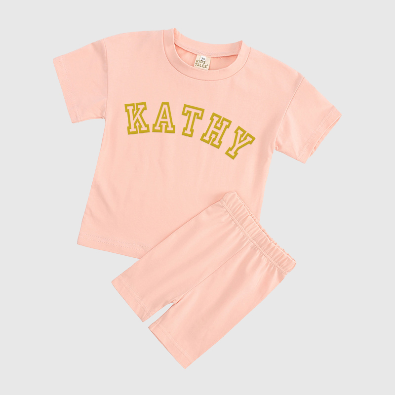 Personalized Kids Puff Vinyl Toddler Shorts Set| Cloth156