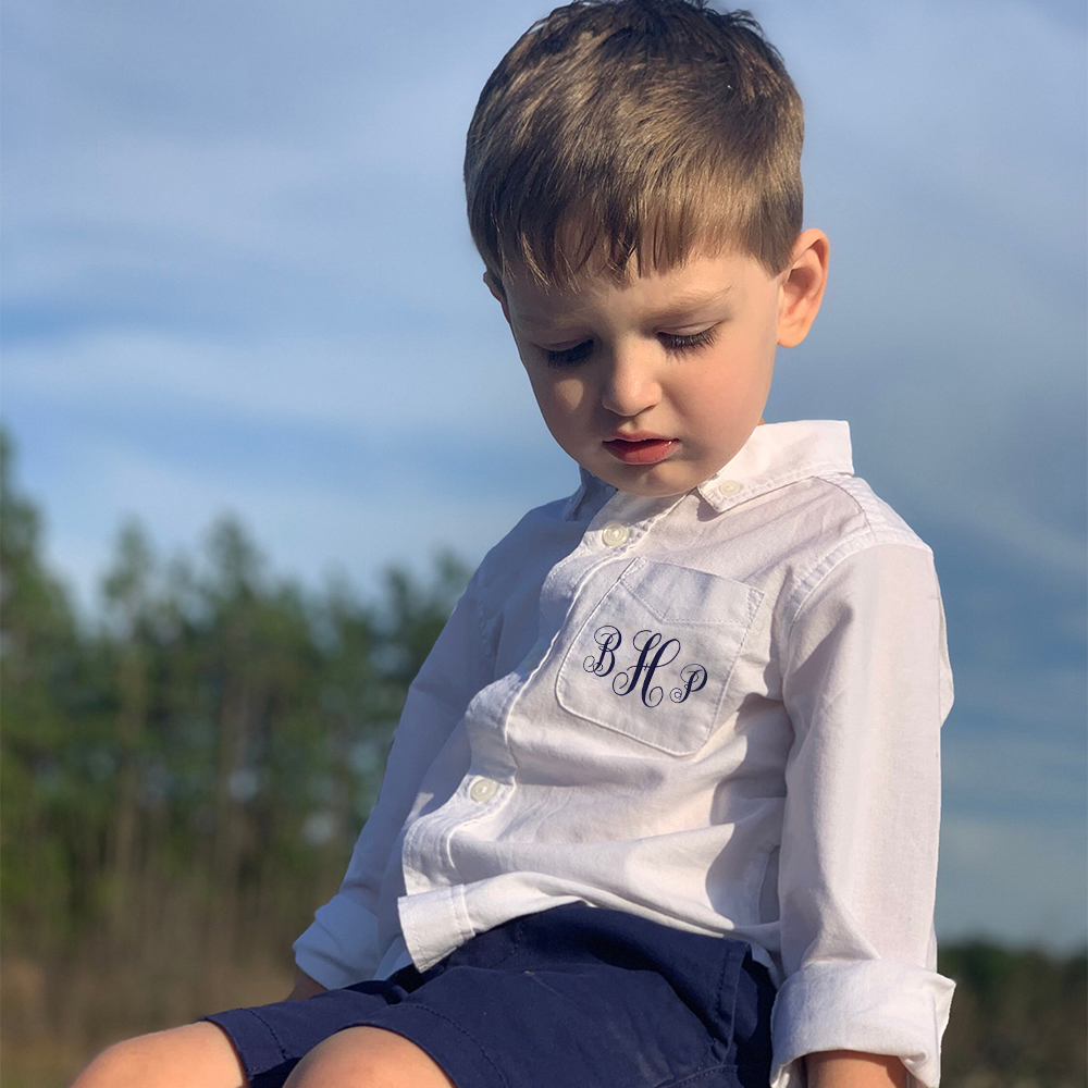 Personalized Kid Monogrammed Button Up Shirt| Cloth223