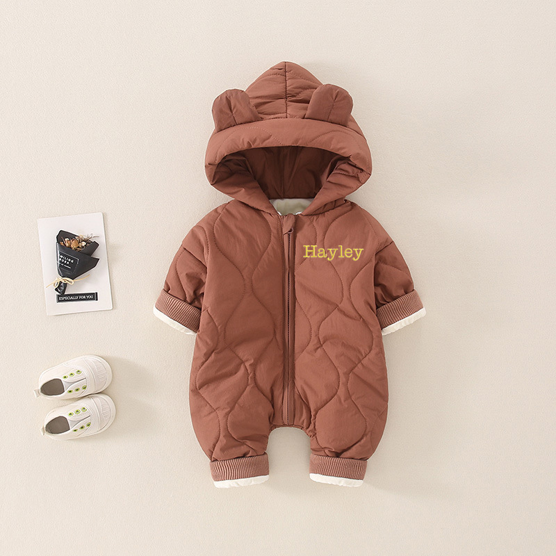 Personalized Baby Winter Embroidered Hooded Jumpsuit Coat| BBCloth72