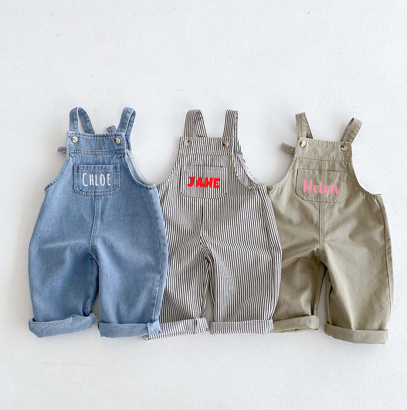 Personalized Kids Oversized Denim Overalls| Pants11