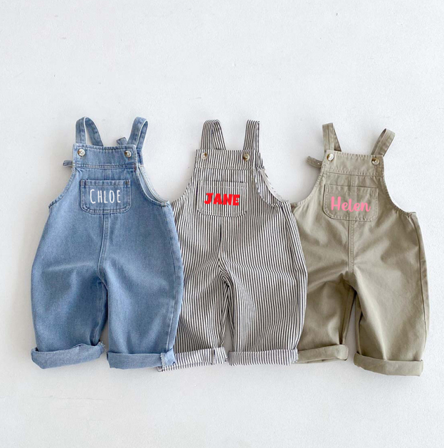 Personalized Kids Oversized Denim Overalls| Pants11