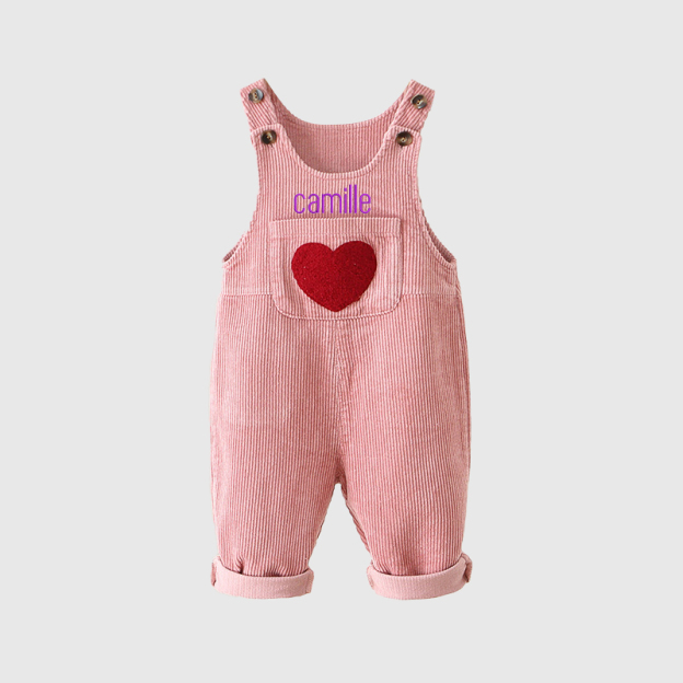 Personalized Kids Corduroy Embroidered Overalls| Pants02