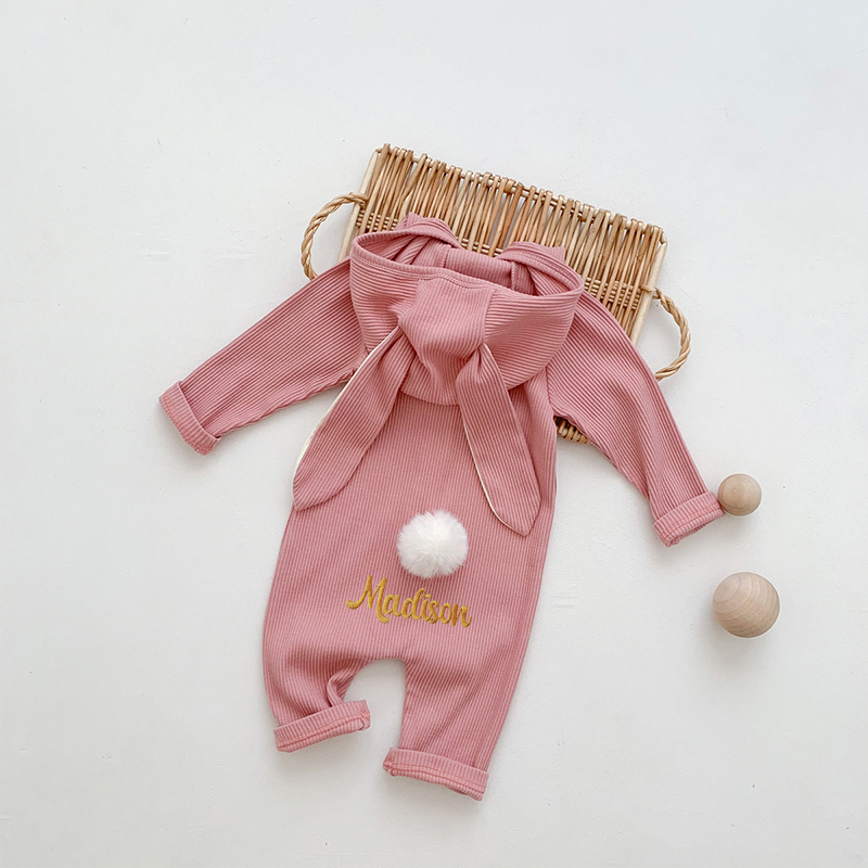 Personalized Kids Embroidered Bunny Long Eared Romper Jumpsuit| BBcloth80