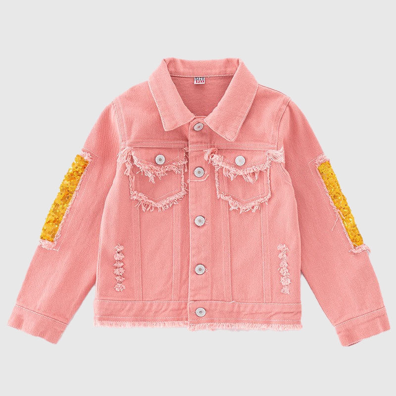 Personalized Girl Patch Rainbow Pink Denim Jacket| Cloth228